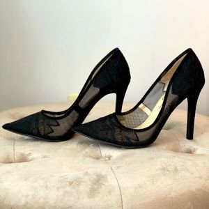 Jessica Simpson black lace and mesh heel